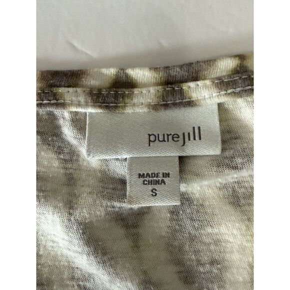Pure J Jill Linen Blend Top Ikat Geometric Layering Short Sleeve Neutral Small - Picture 10 of 13